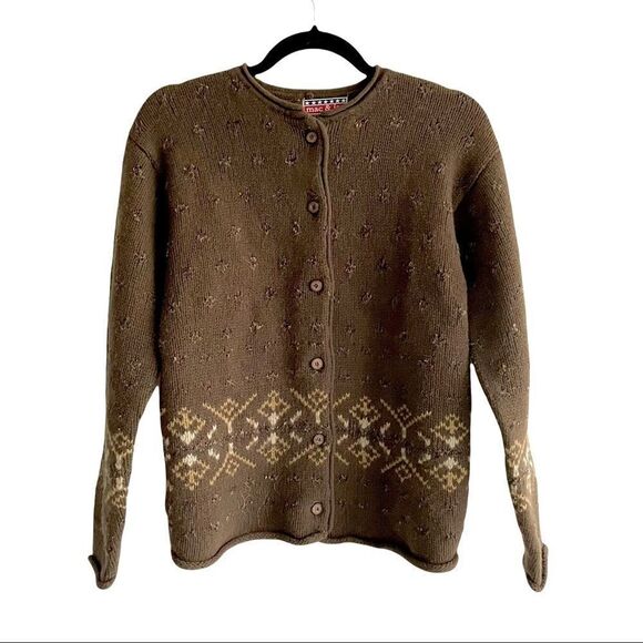 MAC & JAC Wool Mohair Button Front Cardigan Sweater Brown S - Picture 1 of 8